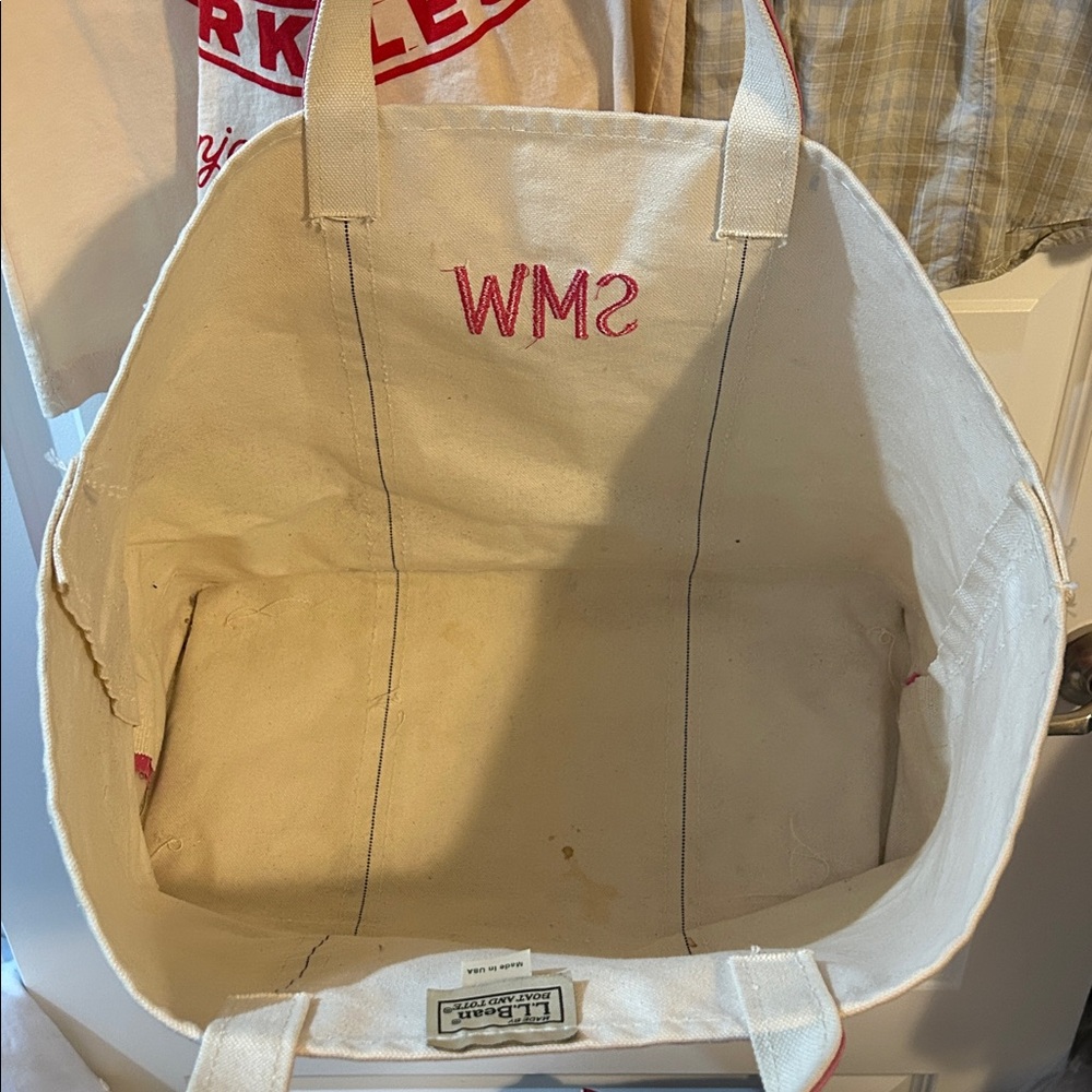 LL Bean Large Natural & Pink Boat and Tote - SMW - Picture 6 of 8